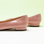 Pink Patent Leather Metal Buckle Pointed Toe Flats, a feminine and stylish choice for a playful and vibrant look