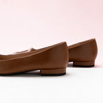 Chic Brown Slip-on Shoes with Trapezoidal Buckle Detail