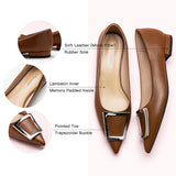 Fashionable Brown Footwear - Side View of Trapezoidal Flats
