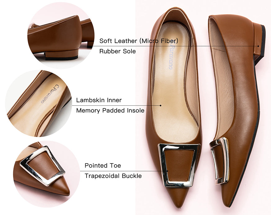 Fashionable Brown Footwear - Side View of Trapezoidal Flats