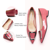 Pink Flats with a trapezoidal buckle, a sweet and versatile addition to your footwear collection