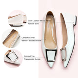 Fashionable White Footwear - Side View of Trapezoidal Flats