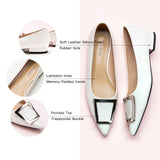 Trapezoidal Buckle Flats in White, providing a refined and understated touch to your ensemble