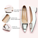Trapezoidal Buckle Flats in White, providing a refined and understated touch to your ensemble