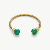 Agate Bracelet in Gold with Green Gemstones, exuding timeless elegance with a vintage-inspired design, this bracelet features luscious green agate gemstones set in a delicate gold setting for a luxurious and refined accessory