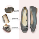 Dark Grey Toe Bowknot Ballet Flats in Suede, perfect for a confident and fashionable look in any urban setting