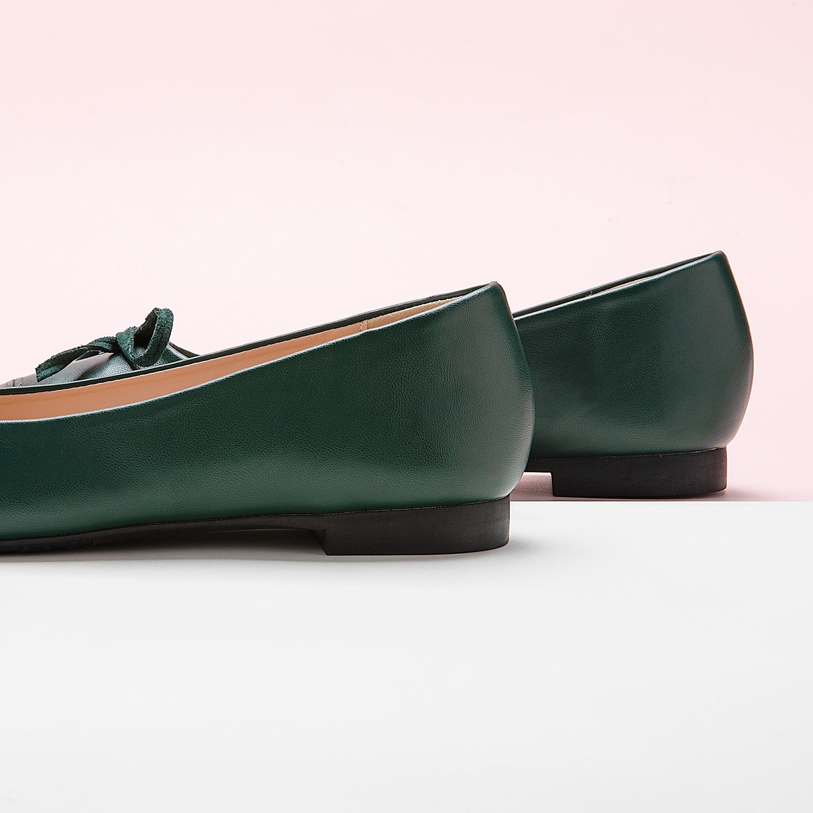 Dark Green Suede Ballet Flats with a charming bow detail, bringing a touch of nature-inspired elegance to your footwear collection