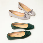 Dark Green Bowknot Ballet Flats in Suede, providing both style and comfort in a rich and sophisticated hue