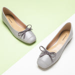 Suede Toe Bowknot Ballet Flats in Grey, a contemporary and versatile choice for adding a touch of urban sophistication to your ensemble