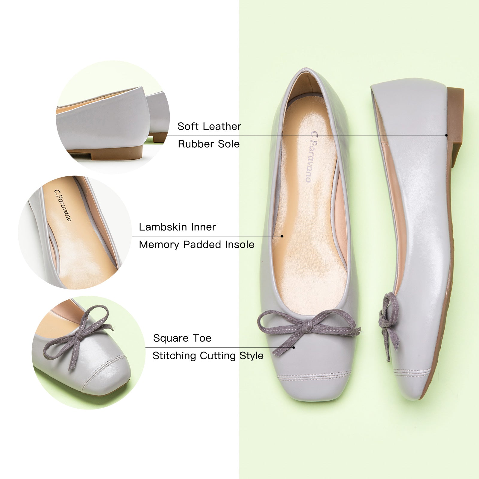  Grey Toe Bowknot Ballet Flats in Suede, perfect for a confident and fashionable look in any urban setting