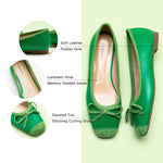 Green Toe Bowknot Ballet Flats in Suede, perfect for a confident and fashionable look in any urban setting