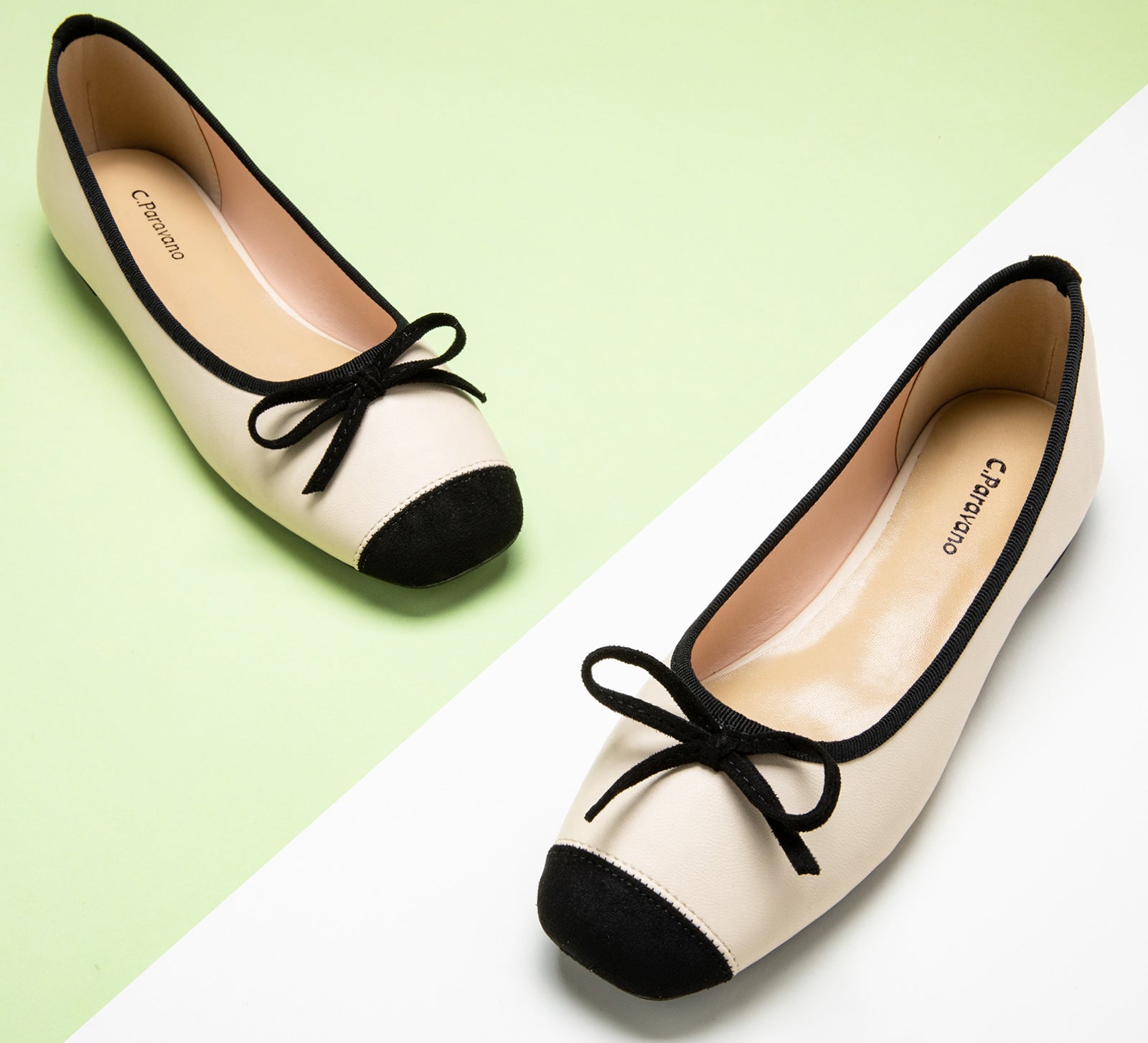 White Suede Ballet Flats with a charming bow detail, offering a fresh and modern addition to your footwear collection.