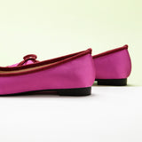 Hot Pink Ballet Flats with a silky bowknot, a confident and eye-catching addition to your footwear collection