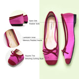 Hot Pink Silky Bowknot Ballet Flats, combining boldness with timeless elegance for a modern twist