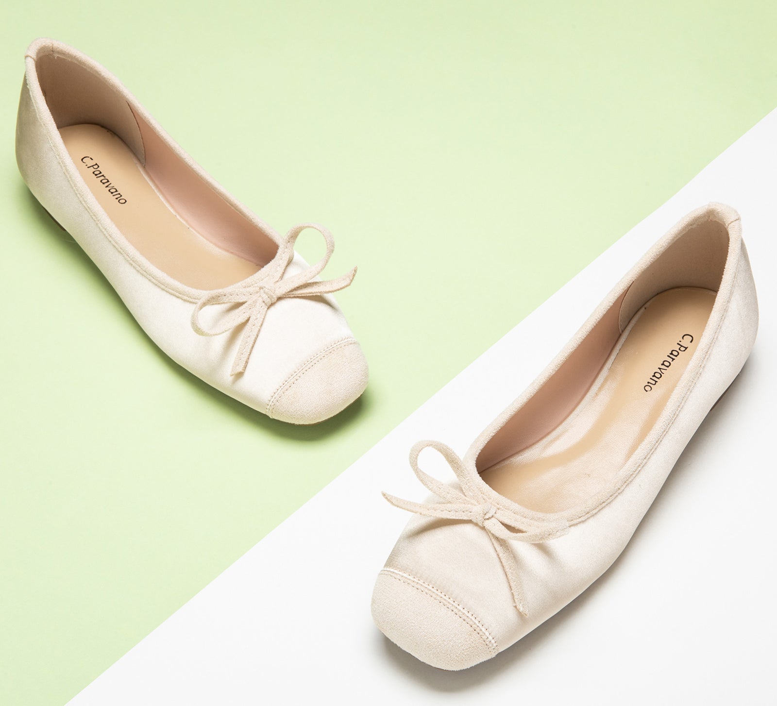Timeless Ivory Charm: Ivory Silky Bowknot Ballet Flats, a classic and versatile choice for understated and elegant styling.