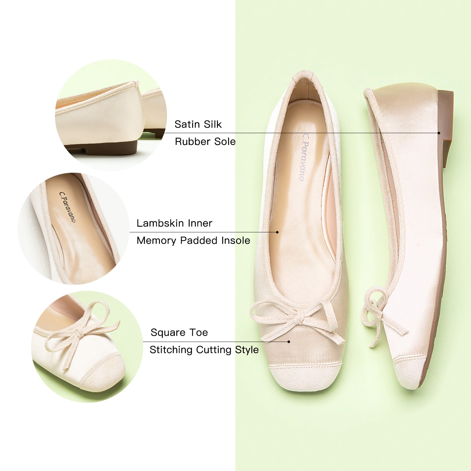  Ivory Ballet Flats with a silky bowknot, perfect for a confident and fashionable look in any urban setting