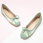  Silky Bowknot Ballet Flats in Light Green, featuring delicate details for a soft and sophisticated style