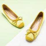  Yellow Silky Bowknot Ballet Flats, a cheerful and vibrant choice for a playful and stylish look