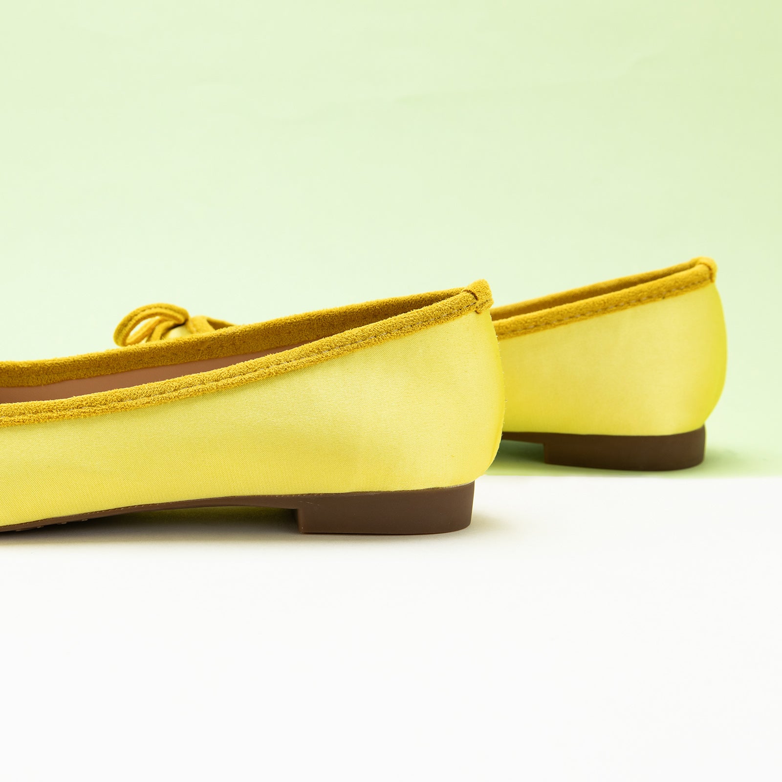  Silky Bowknot Ballet Flats in Yellow, featuring delicate details for a polished and radiant style
