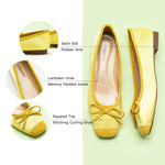 Yellow Ballet Flats with a silky bowknot, a bright and lively addition to your shoe collection