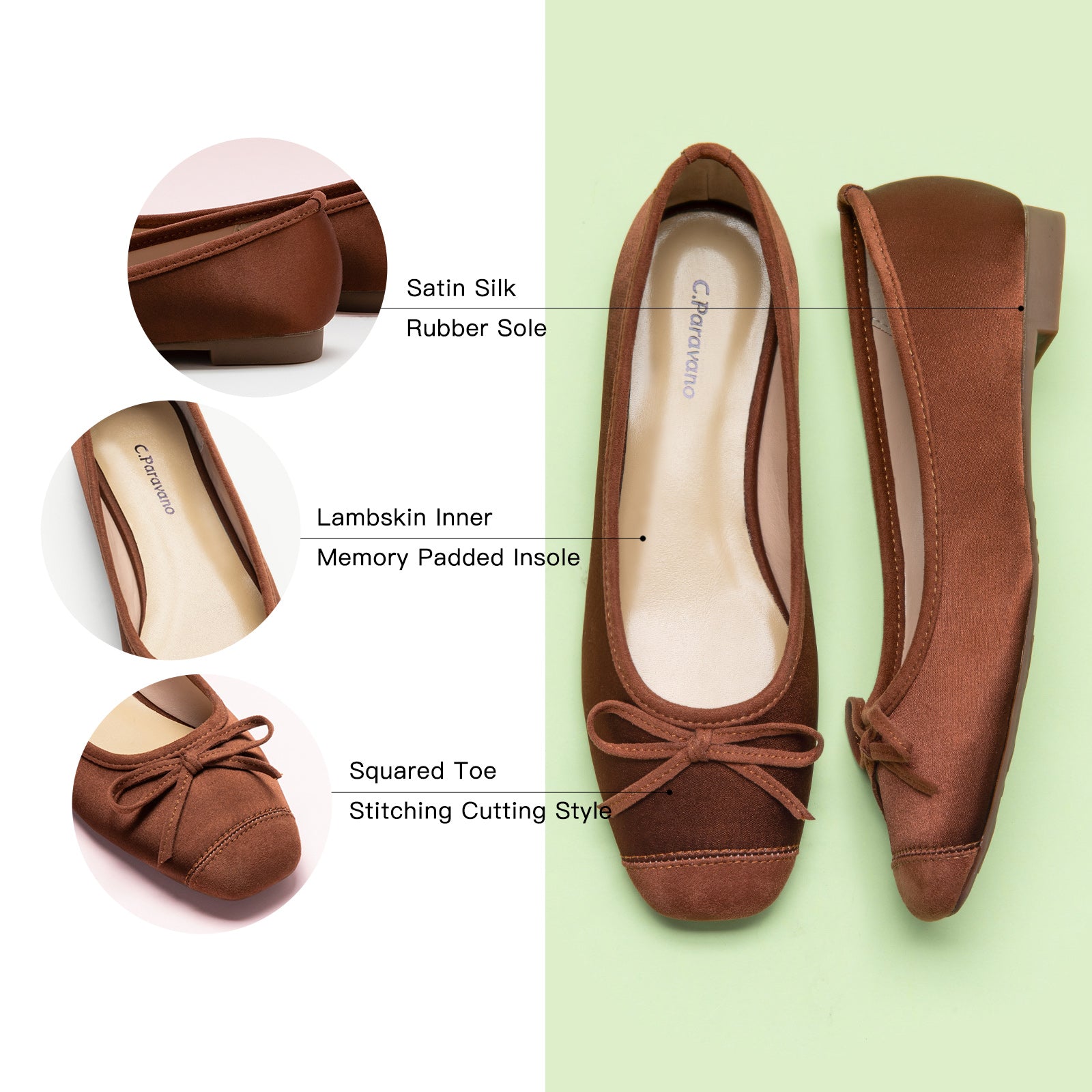 Brown Silky Bowknot Ballet Flats, providing a cozy and stylish addition to your footwear collection