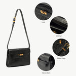 Make a Statement with the Elegant Black Croc-Effect Nappa Leather Shoulder Bag"