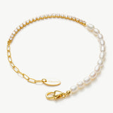 Pearl Crystal Chain Bracelet, a fusion of modern design and classic pearls and crystals in gold, this bracelet brings a contemporary twist to traditional elegance, making it a versatile and chic accessory