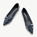Blue-Navy-Metal-buckle-pointed-toe-flats-a-stylish-and-sophisticated-choic