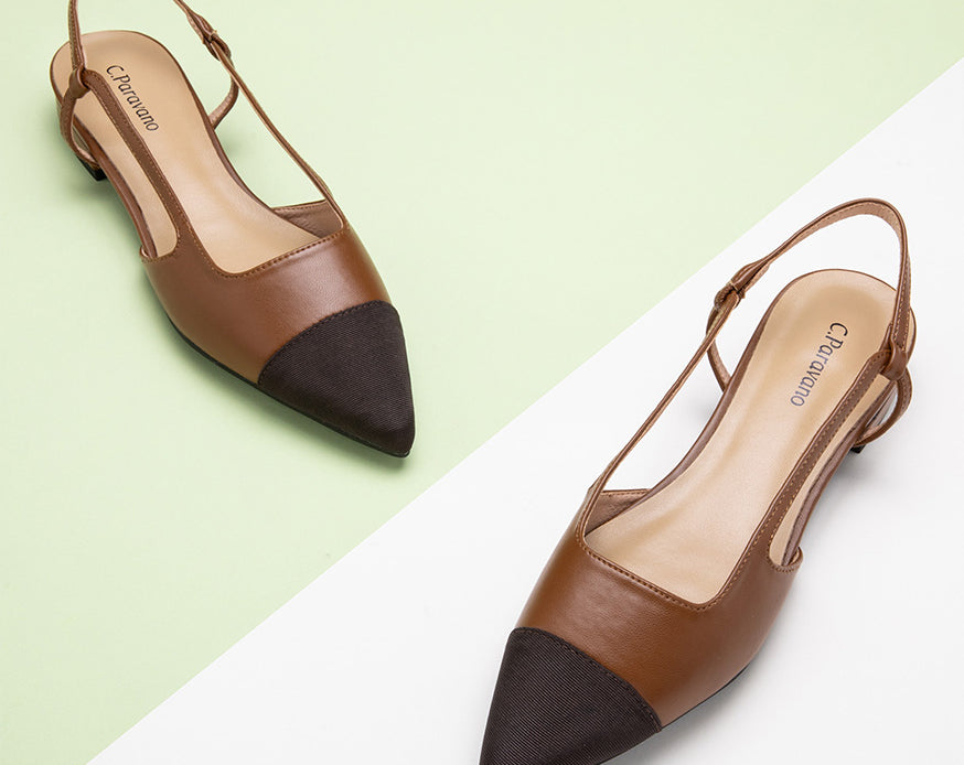 Brown women's slingback flats - versatile footwear for any occasion
