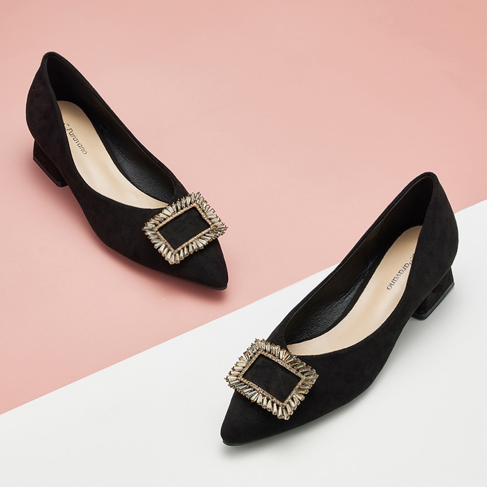 Embellished Suede Mid Heel Pumps shoes | C.Paravano