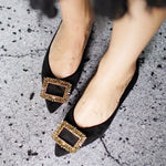 Embellished Suede Mid Heel Pumps, adding a touch of glamour to your ensemble