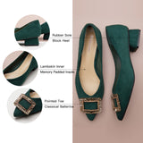 Enchanting Forest Green: Embellished Mid Heel Pumps, bringing a touch of the outdoors to your wardrobe