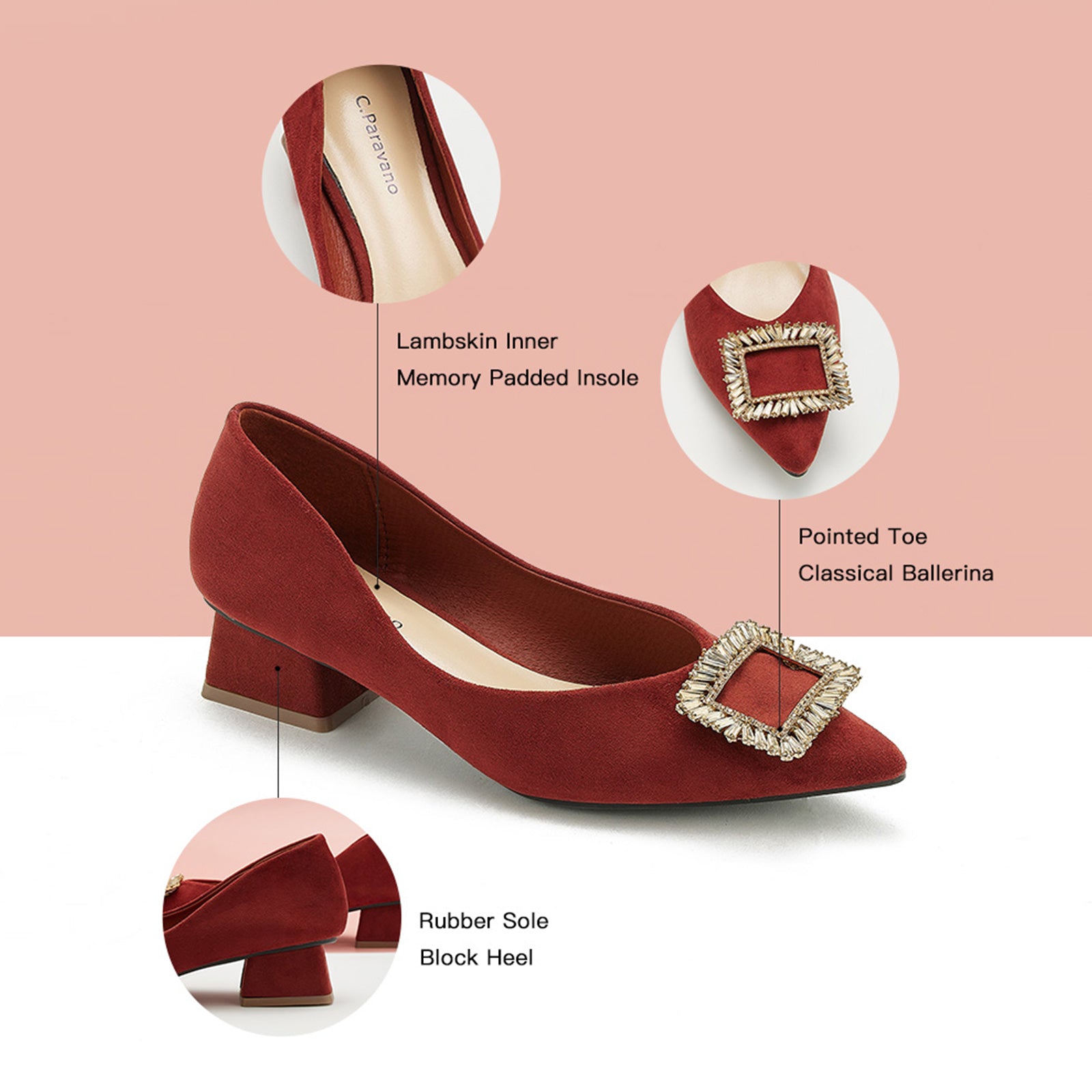 Red Embellished Mid Heel Pumps, exuding confidence and glamour