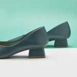 Chic Blue Block Heel Pumps: Modern Charm