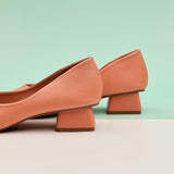 Pretty pink block heel classic pumps – a perfect blend of femininity and comfort.