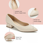 Elegant White Block Heel Pumps