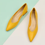 Elegant Yellow Block Heel Pumps