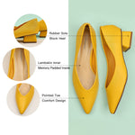 Yellow Block Heel Classic Pumps: Striking Elegance.