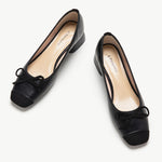 Chic and Versatile Bowknot Low Heels in Classic Black - Elevate your style with these timeless low heels featuring a stylish bowknot detail.