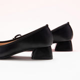 Step Into Style with Bowknot Adorned Black Low Heels - Make a statement with these fashionable low heels that effortlessly combine sophistication and trendiness