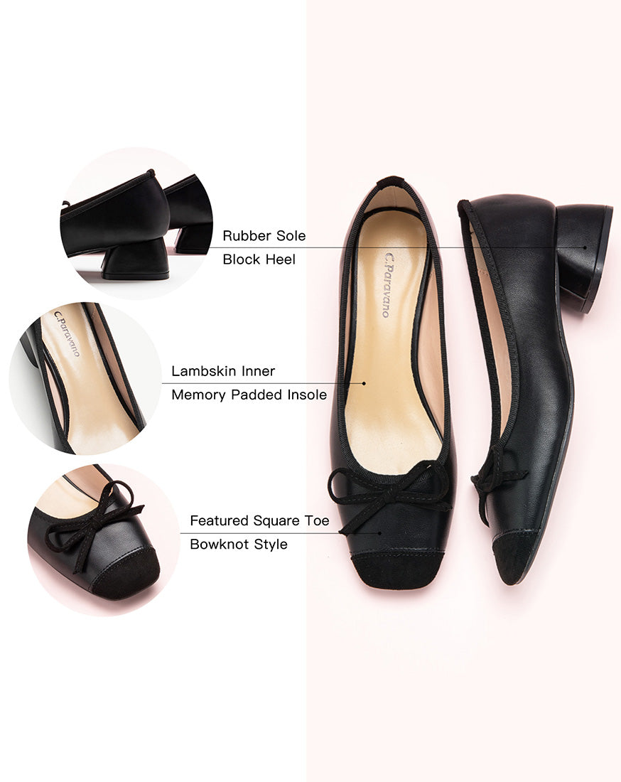 Timeless Appeal in Every Step - Black Bowknot Low Heels - Walk confidently in these versatile low heels, designed to complement any outfit with a touch of grace and charm."