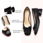 Timeless Appeal in Every Step - Black Bowknot Low Heels - Walk confidently in these versatile low heels, designed to complement any outfit with a touch of grace and charm."