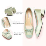 Sleek Low Heel Green Sandals with a Trendy Bowknot