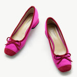 Hot Pink Bowknot Low Heels - Stylish Women's Shoes