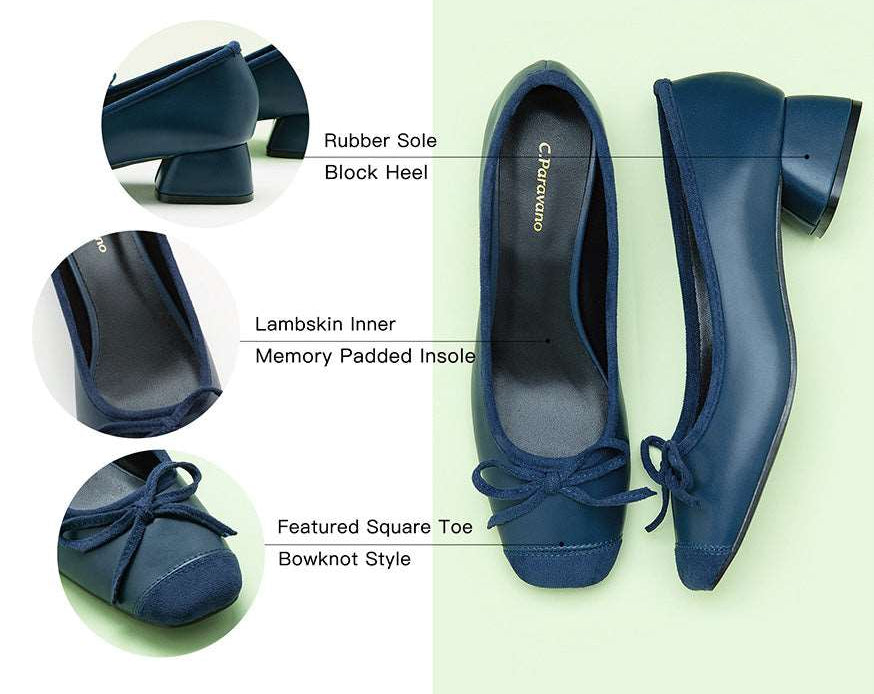 Navy Bowknot Heels - Timeless Fashion for Women