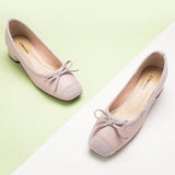 Elegant Low Heeled Footwear featuring a Pink Bowknot