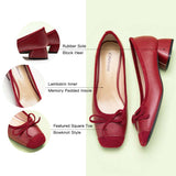 Sleek Low Heel Red Sandals with a Trendy Bowknot"