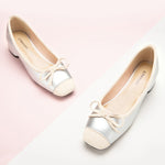 Elegant Low Heeled Footwear featuring a Silver Bowknot
