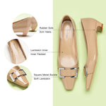  Beige Low Heels with metal buckles, a perfect blend of comfort and everyday style