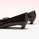 Metal Buckle Low Heels in Dark Green, a versatile and elegant choice for any occasion